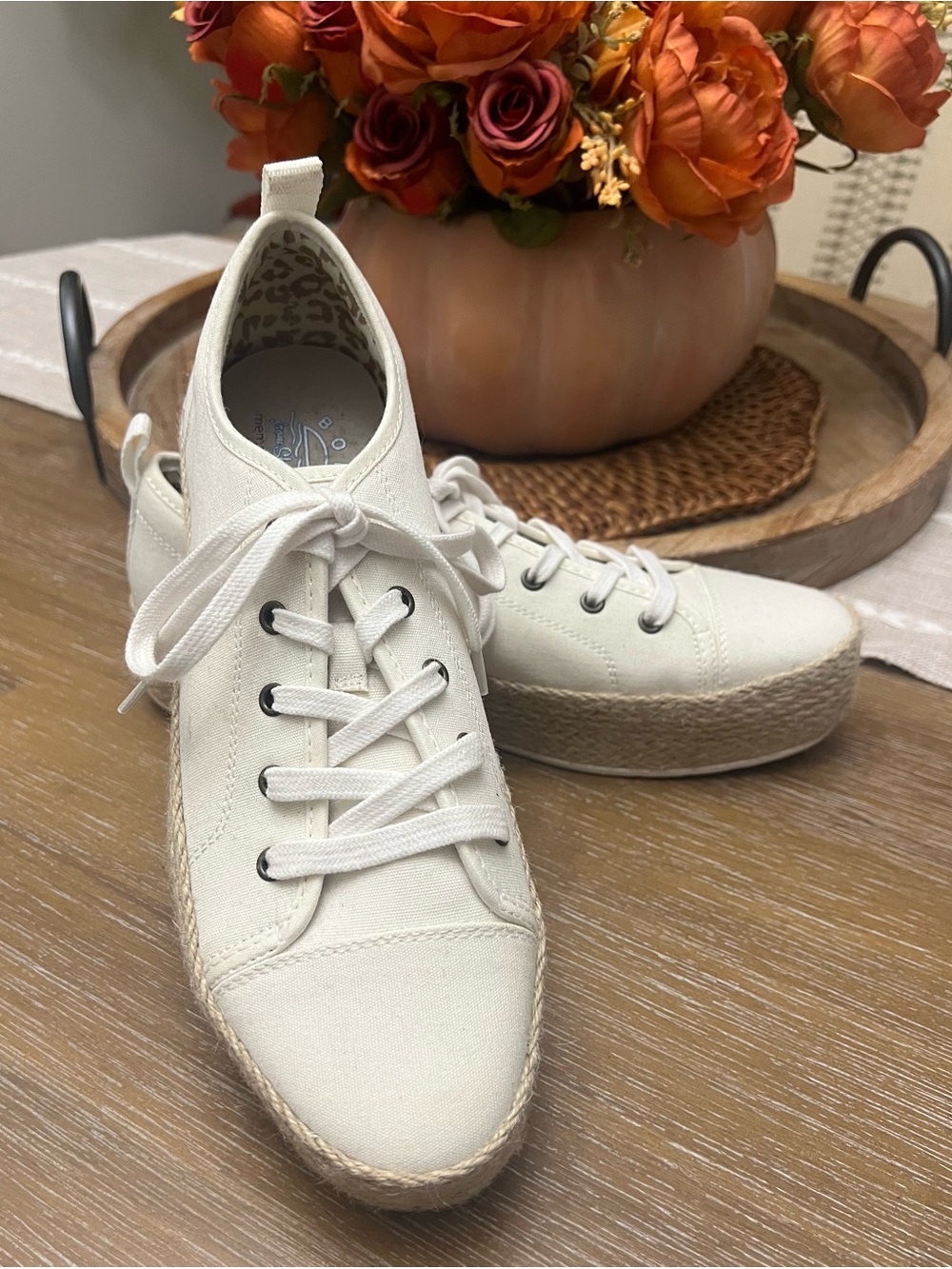 BOBS from Skechers Cream Canvas Espadrille Platform Sneakers